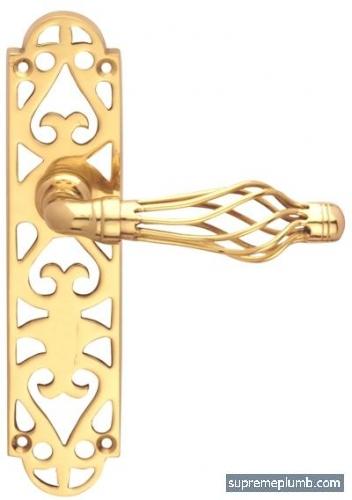 Jali Fretwork Lever Latch - Polished Brass - DISCONTINUED 